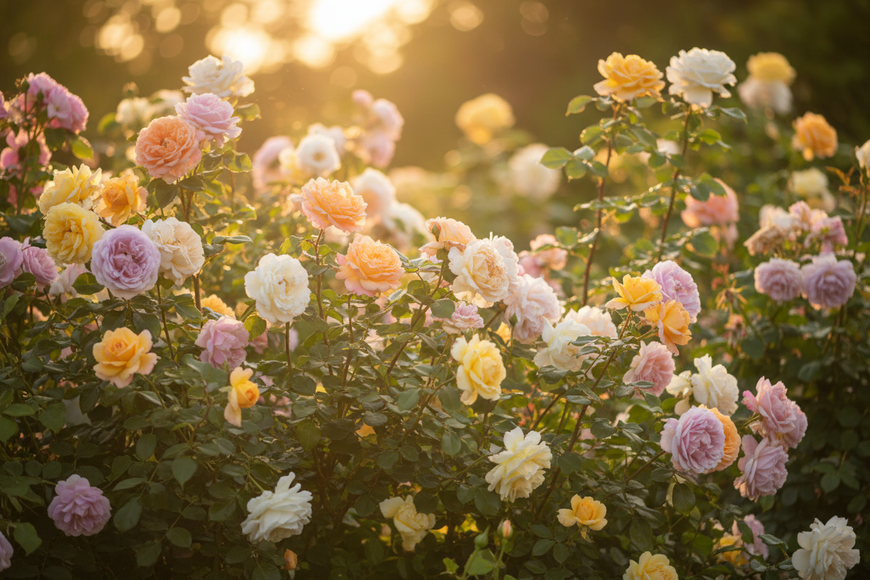 the background soflty fades into grennery, with shallow depth of field and a gentle boken effect evoking a serene cottage garden aesthetic, make it look realistic and like someone took a natural phtot